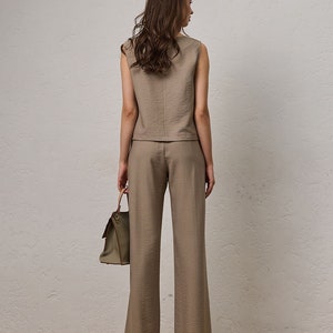 Straight wide leg natural casual pants Classic summer outfit image 4