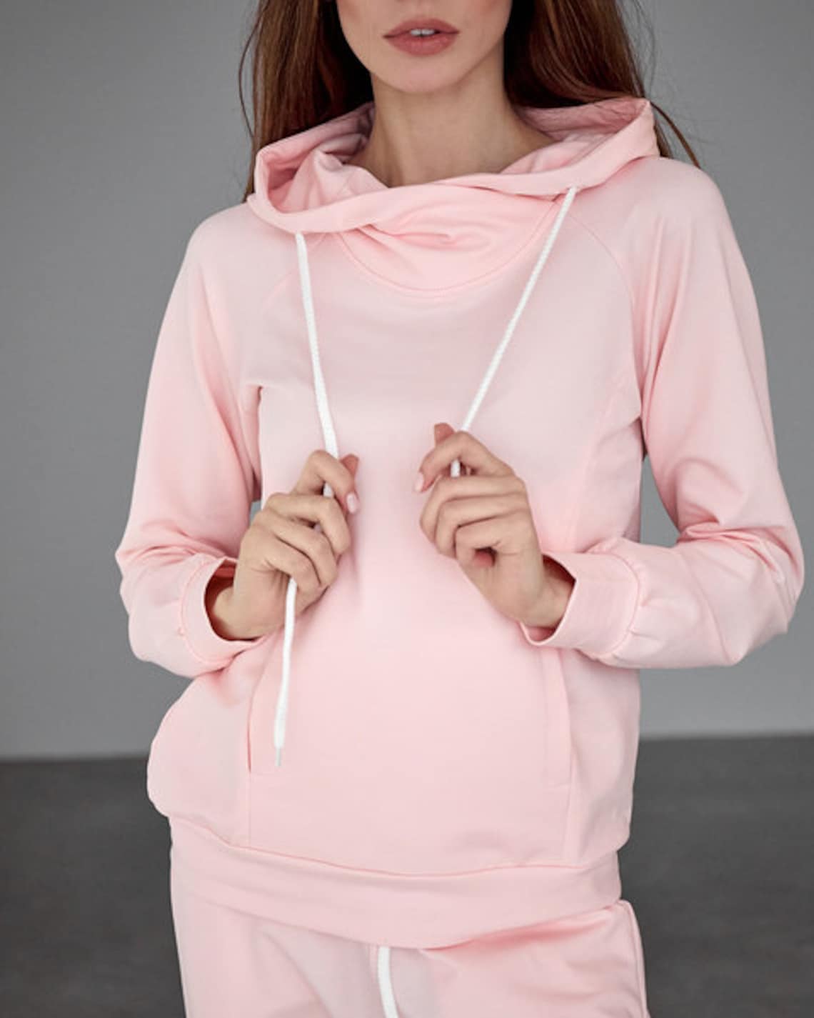 Two piece tracksuit set women Pink cotton sweatsuit set Hoodie | Etsy
