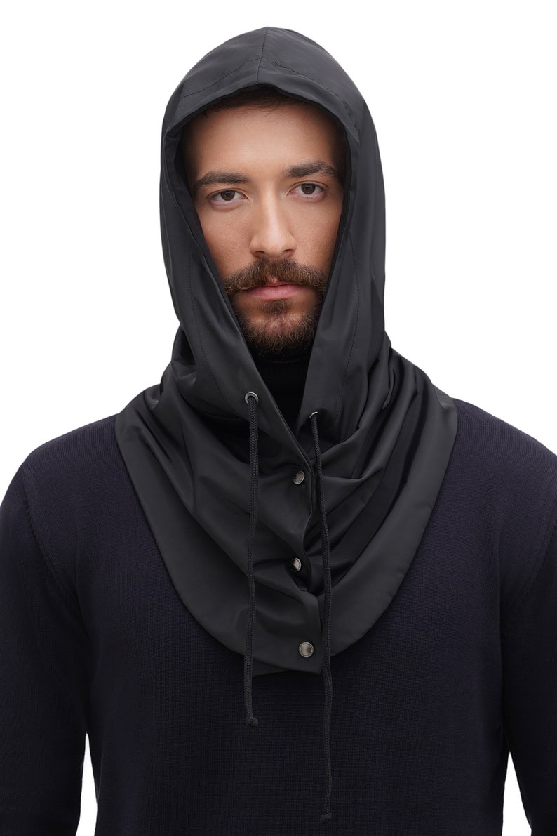 Écharpe à capuche imperméable avec doublure en satin Capuche unisexe pour cheveux bouclés image 6