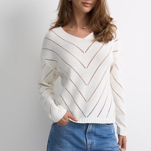 Cotton knit longsleeve top Lightweight casual jumper