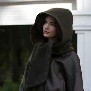 Warm winter oversized reversable hooded scarf