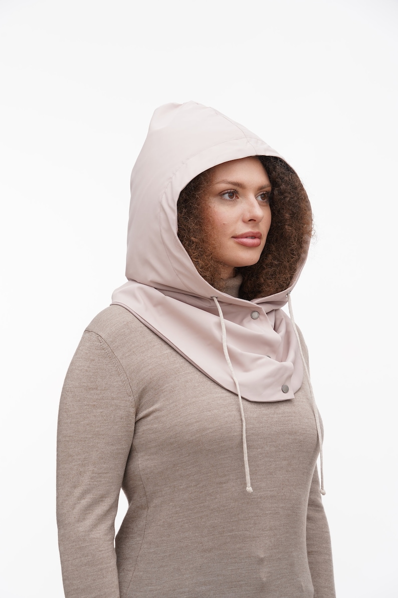 Écharpe à capuche imperméable avec doublure en satin Capuche unisexe pour cheveux bouclés image 4