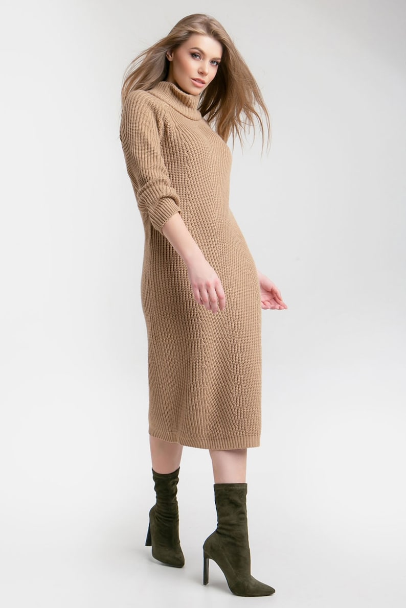 Beige sweater dress women Clearance