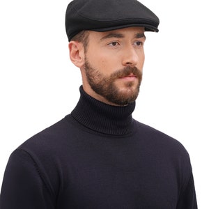 Warm wool fabric flat cap Mens newsboy cap Ivy hat for men image 5