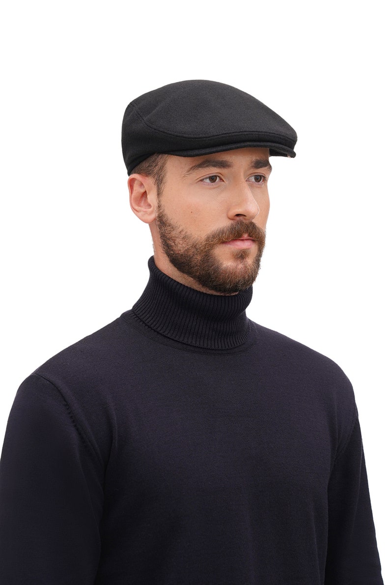 Warm wool fabric flat cap Mens newsboy cap Ivy hat for men image 5