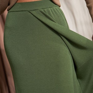 Wrap midi cotton knit skirt Elegant minimalist long womens skirt Cagual outfit image 7