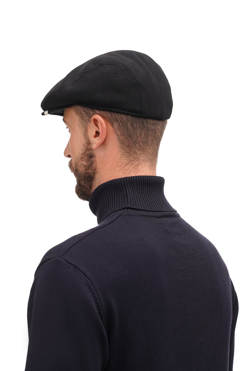 Warm wool fabric flat cap Mens newsboy cap Ivy hat for men image 6