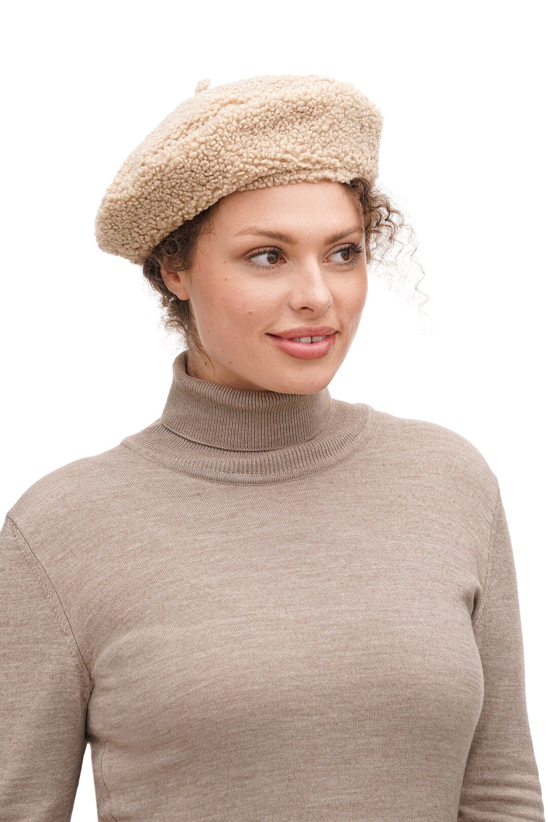 Warm Faux Fur Beret Hat Womens French Beret With Fleece Teddy Etsy