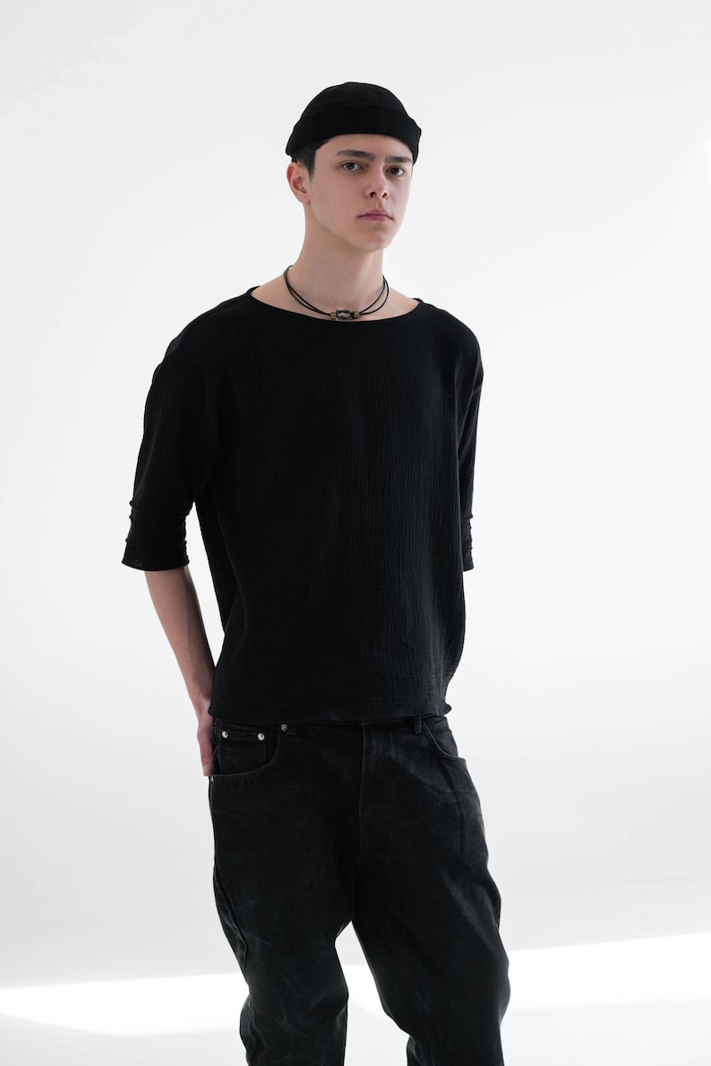 Gauze Desert Tee, Boho Festival Top, Burning Man Nomad Outfit, Avant-Garde Cosplay Shirt image 5
