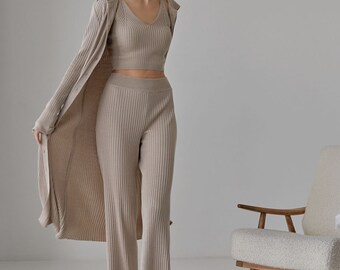 Ribbed Knit Pants - Etsy