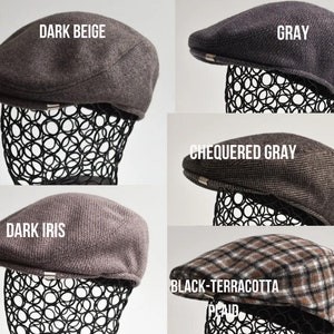 Warm wool fabric flat cap Mens newsboy cap Ivy hat for men image 7