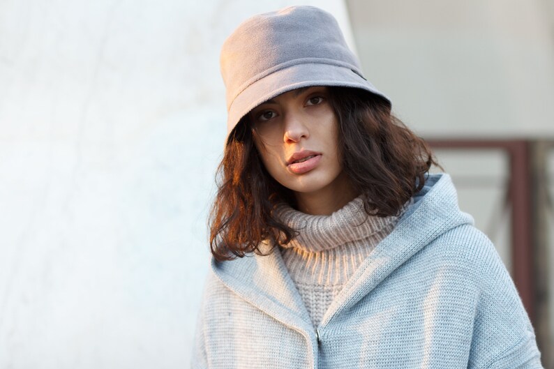 Fleece bucket hat Winter bucket hat Warm panama Womens winter hat