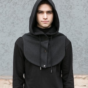 Bufanda con capucha de lana con doble costura y forro polar