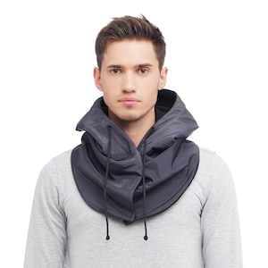 Waterproof hooded scarf Rainproof warm cowl hood image 3