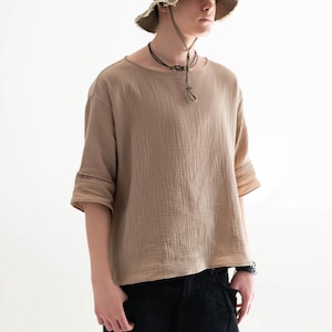 Gauze Desert Tee, Boho Festival Top, Burning Man Nomad Outfit, Avant-Garde Cosplay Shirt image 9