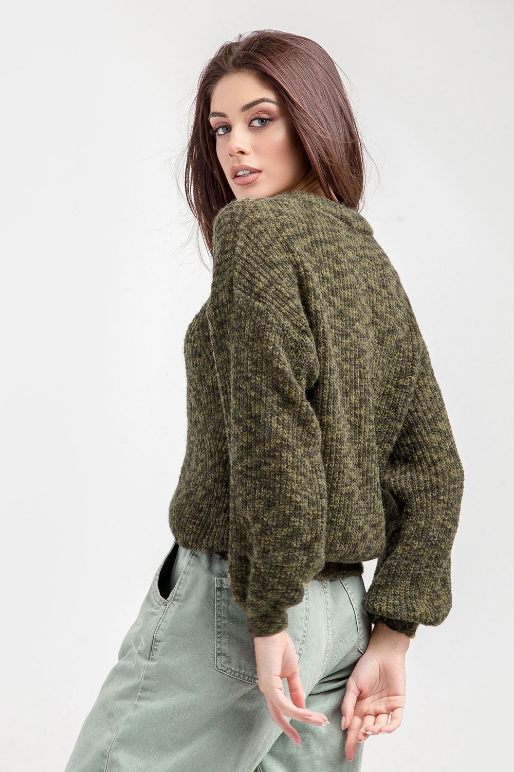 Warm olive sweater Womens knit sweater Warm lightweight Etsy