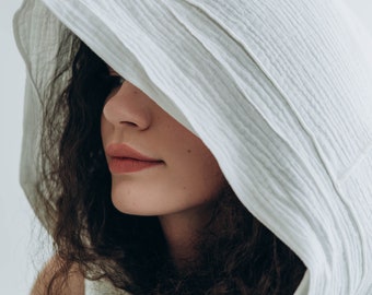 あたまORIMI HOODED SCARF Organic Cotton Hooded Scarf Natural Fabric Round Scarf With