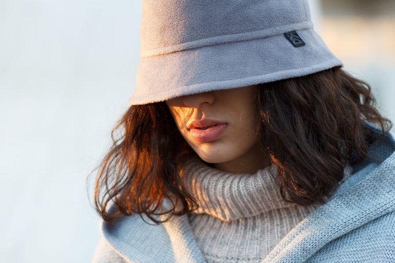 Fleece bucket hat Winter bucket hat Warm panama Womens winter hat