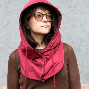 Waterproof hooded scarf Rainproof warm cowl hood