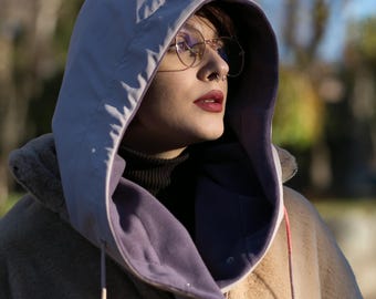 Waterproof fleeced detachable hood Winter hooded scarf