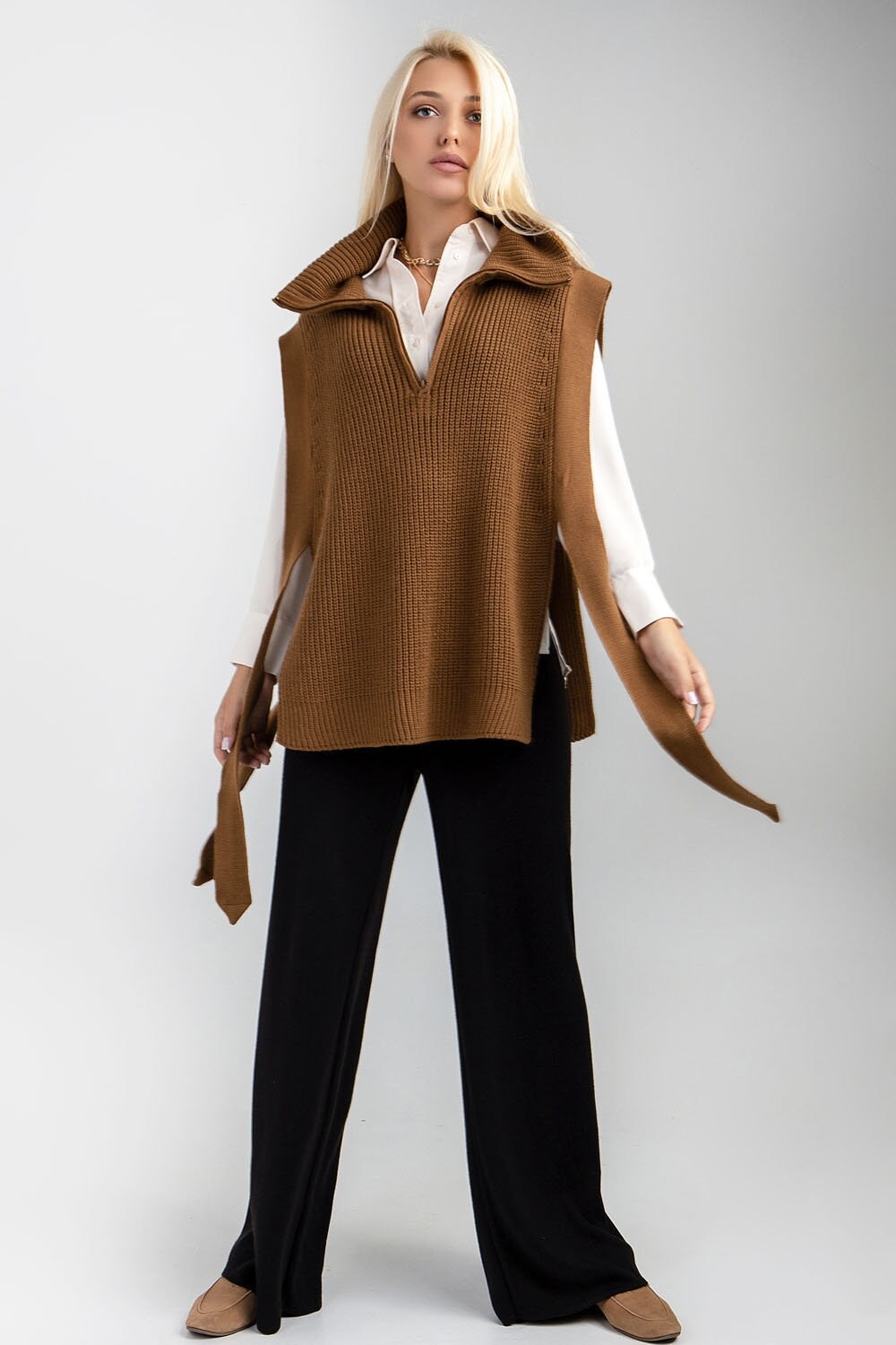 Turtleneck sleeveless sweater Womens warm vest Wool knit tunic Etsy