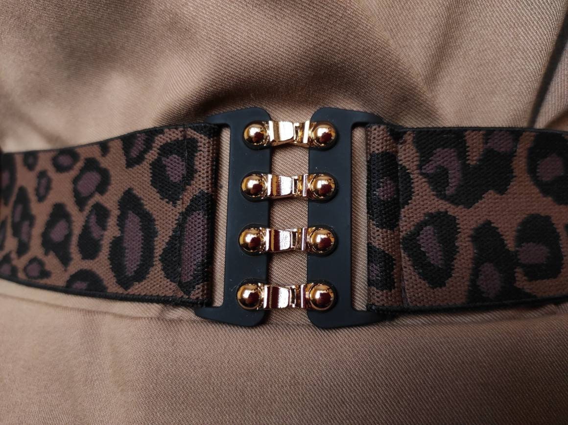 Leopard Print Elastic Waist Belt, Women display picture 3