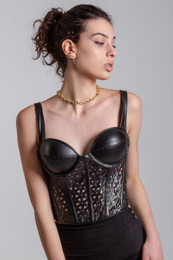 Faux Leather Bustier Top Black Leather Corset Top 