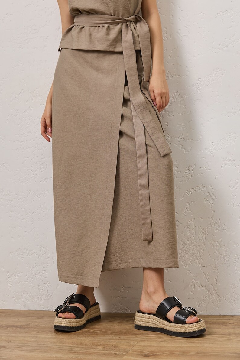 Wrap long A-line skirt Summer ladies boho skirt image 2