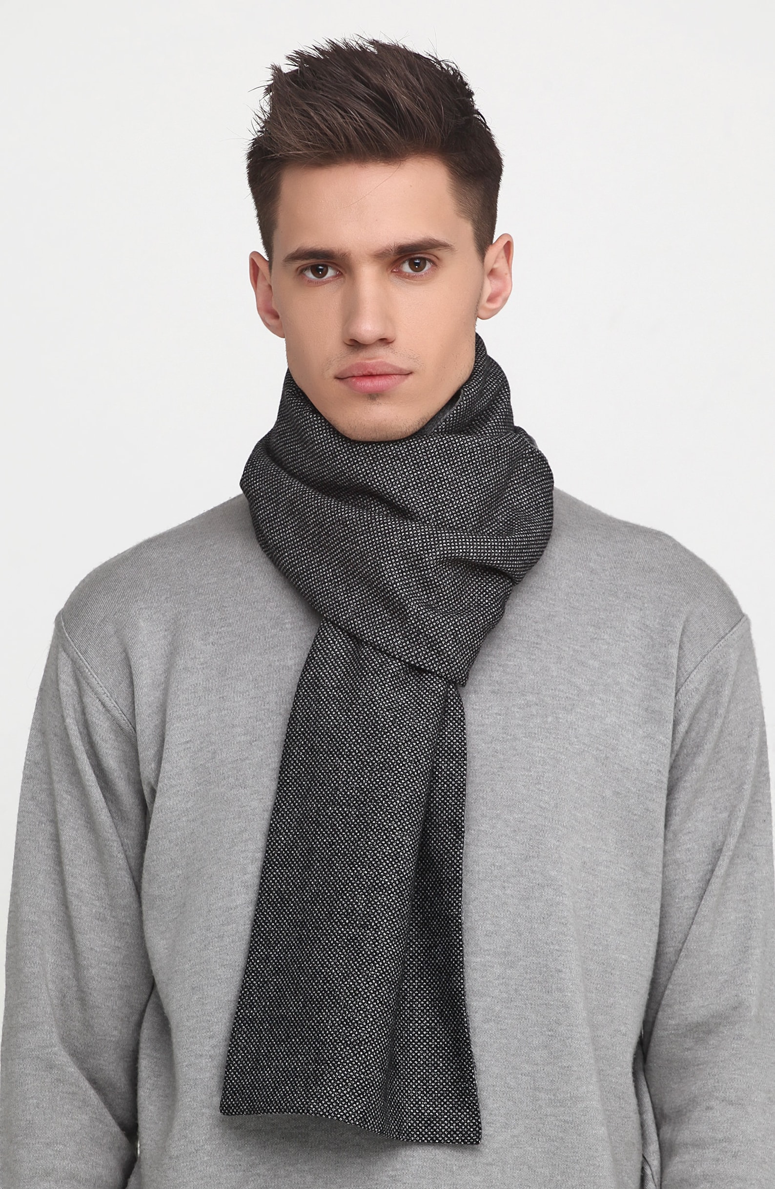 Grey Long Wool Scarf Mens Winters Scarf Christmas Gift for Men Etsy