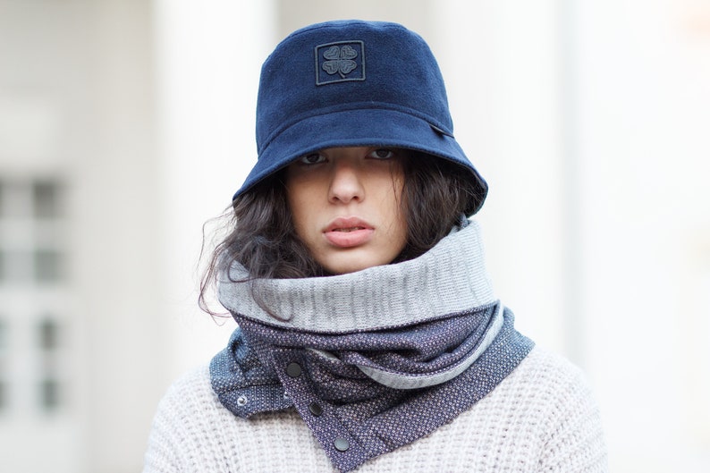 Fleece bucket hat Winter bucket hat Warm panama Womens winter hat