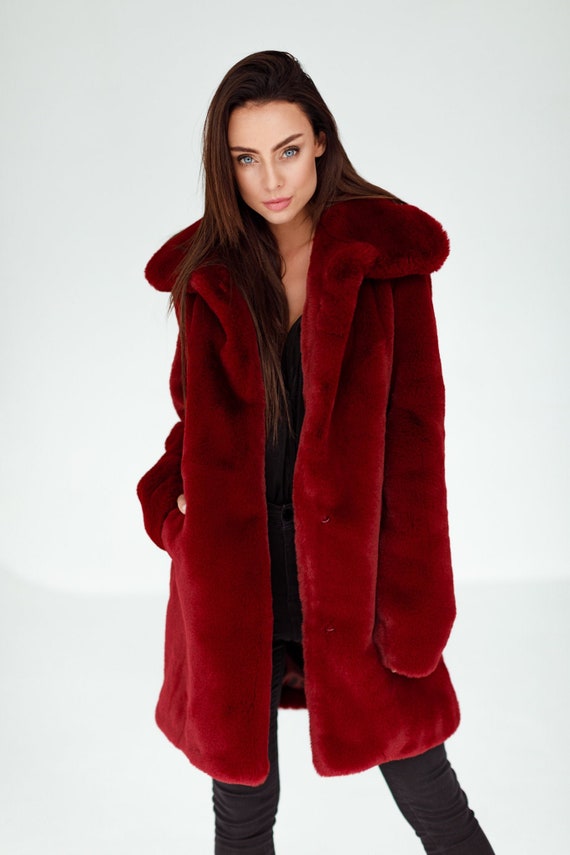 red fluffy coat