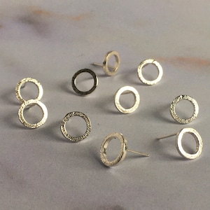 Caldera Earrings - Small Sterling Silver Circle Hammered Earrings