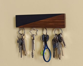 Hand Made Wooden Wall Key holder |  Minimalistic  Entryway  Wall Magnetic keys organizer | Original Gift