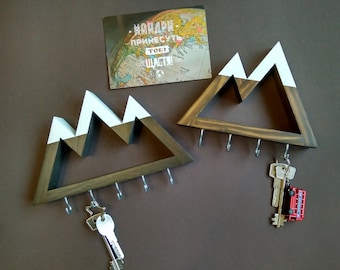 Wall Key Holder Mountains | Entryway Key Organizer | Key Hooks | Original Gift