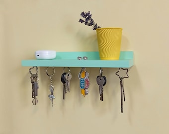 Housewarming gift floating magnetic keyholder shelf, magnetic key holder for wall, Floating shelf with magnets, wall floating shelf