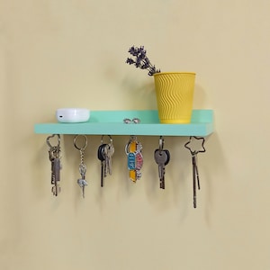 Housewarming gift floating magnetic keyholder shelf, magnetic key holder for wall, Floating shelf with magnets, wall floating shelf