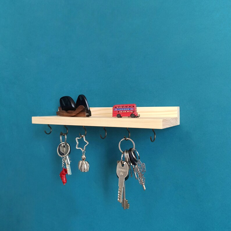 Key Hooks & Shelf Key Holder Key Organizer Entryway Shelf Etsy