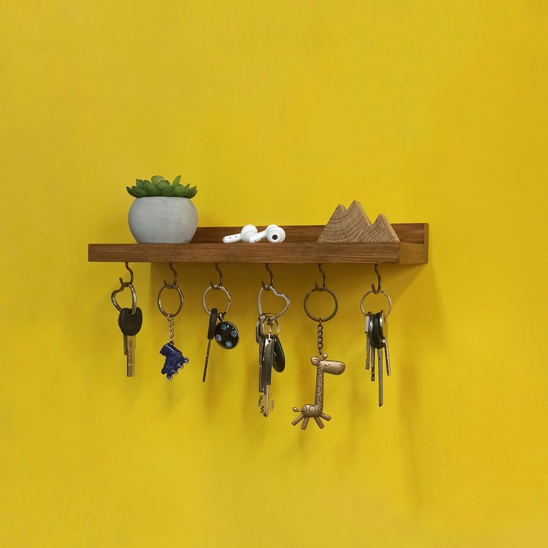 Minimalist hand made wooden wall shelf