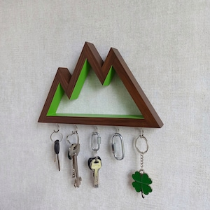 Mountain Peaks Wooden Key Holder | Wall Organizer for Keys, Jewelry & Necklaces | Rustic Decor