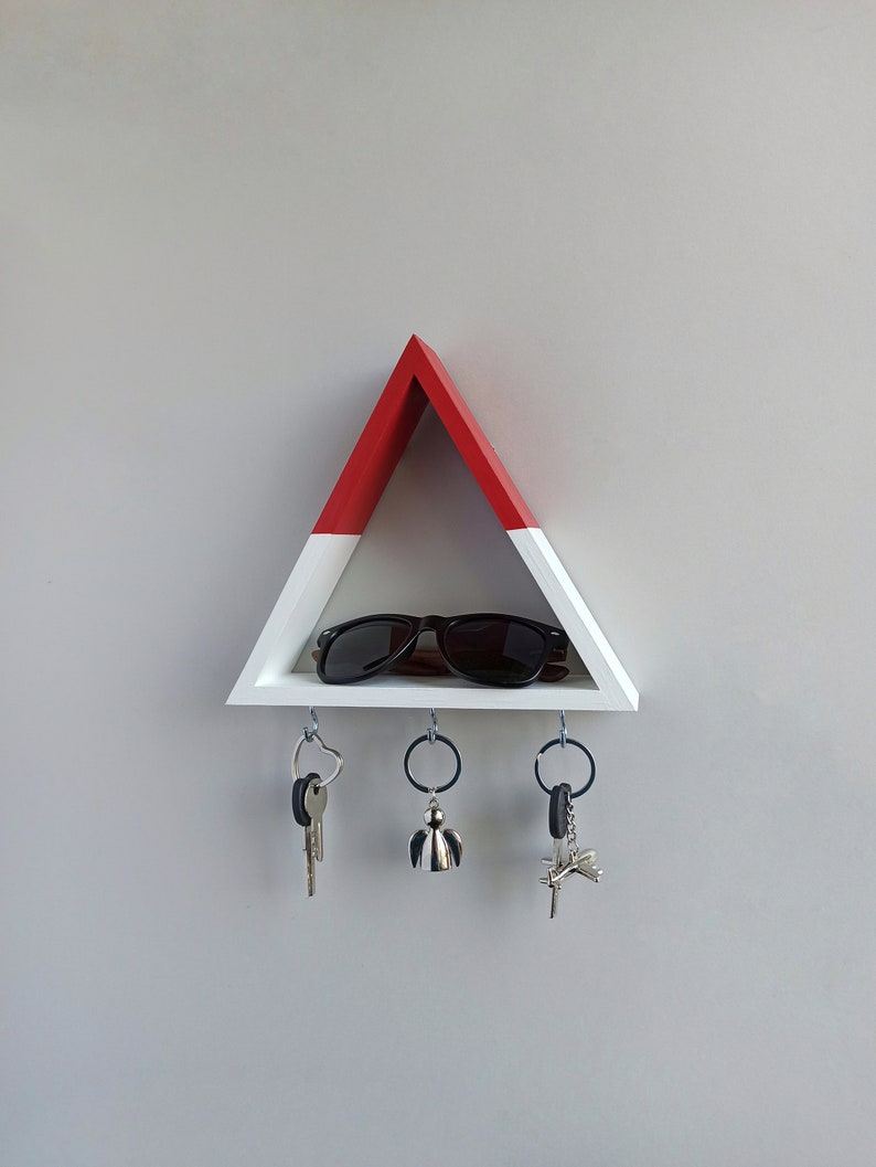 Triangle Small Shelf With Hooks Underneath Etsy