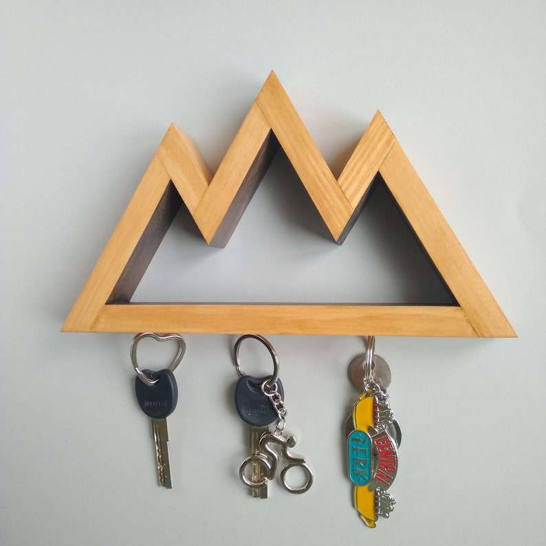 Wooden wall key holder Mountains Key storage Modern wall Etsy
