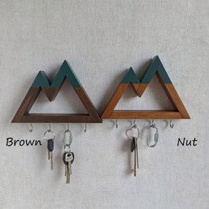 Wall key holders mountains. Hand crafted with natural wood