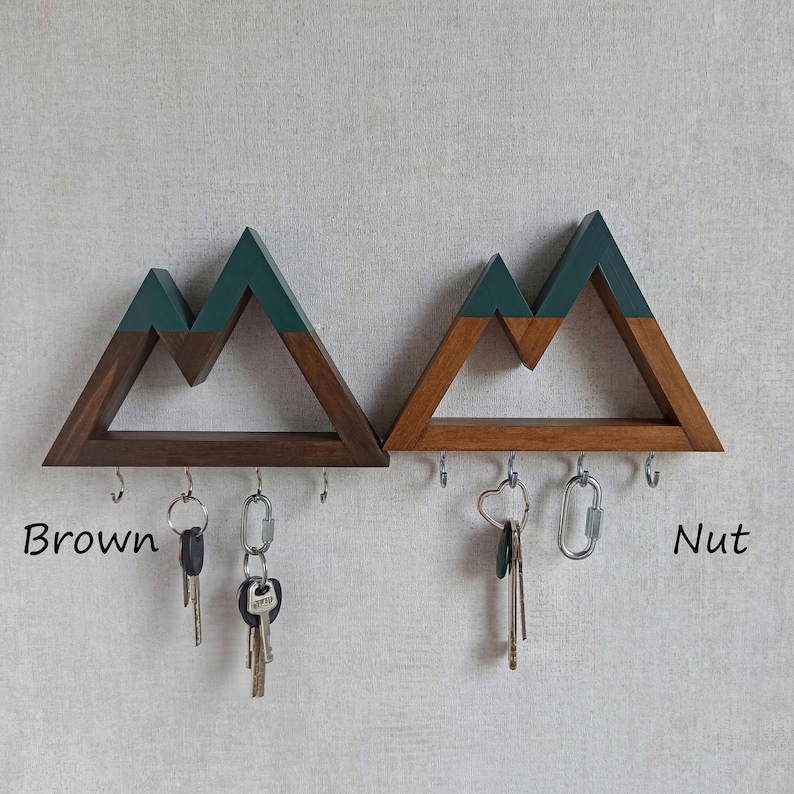 Wall key holders mountains. Hand crafted with natural wood