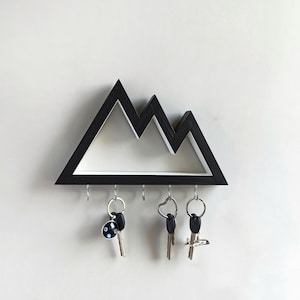 Wooden Wall Key Rack - Cascade Mountains | Handmade Key Holder for Wall | Wall Key Hanger | Wall Hanging Hooks | Modern Key Hooks