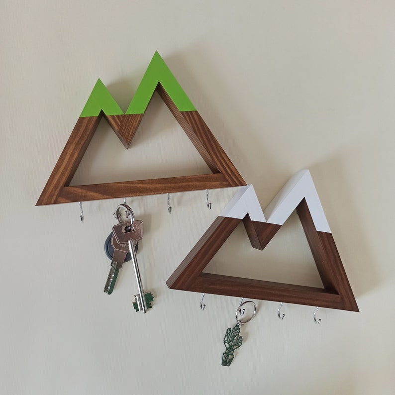 Wall key holders, Hand made with natural wood. Hand painted