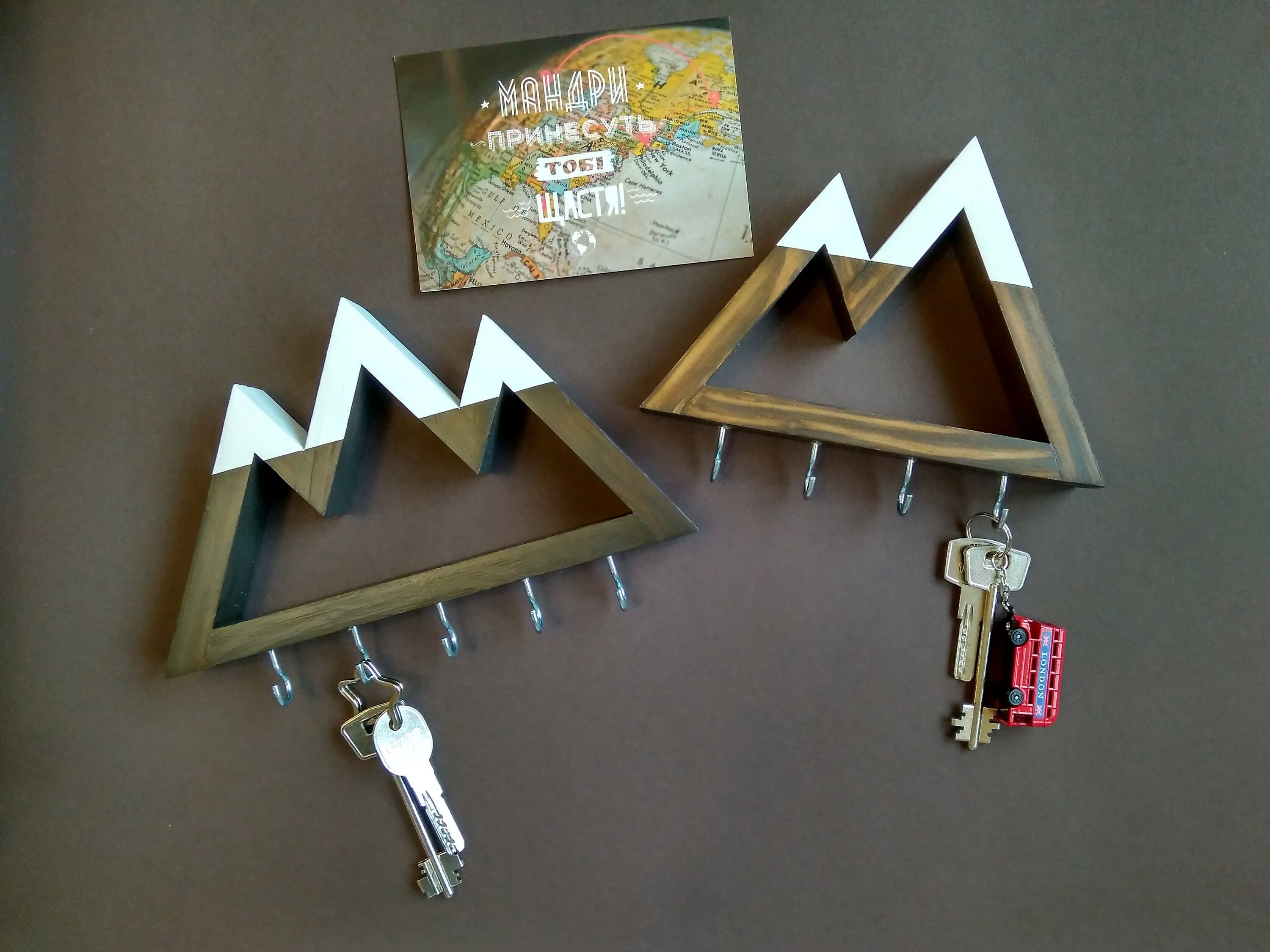 Portachiavi A Parete Con Paesaggio Di Montagna 15,2 Cm - Acciaio Made In USA, 5 Ganci, Regalo Per Amanti Della Natura