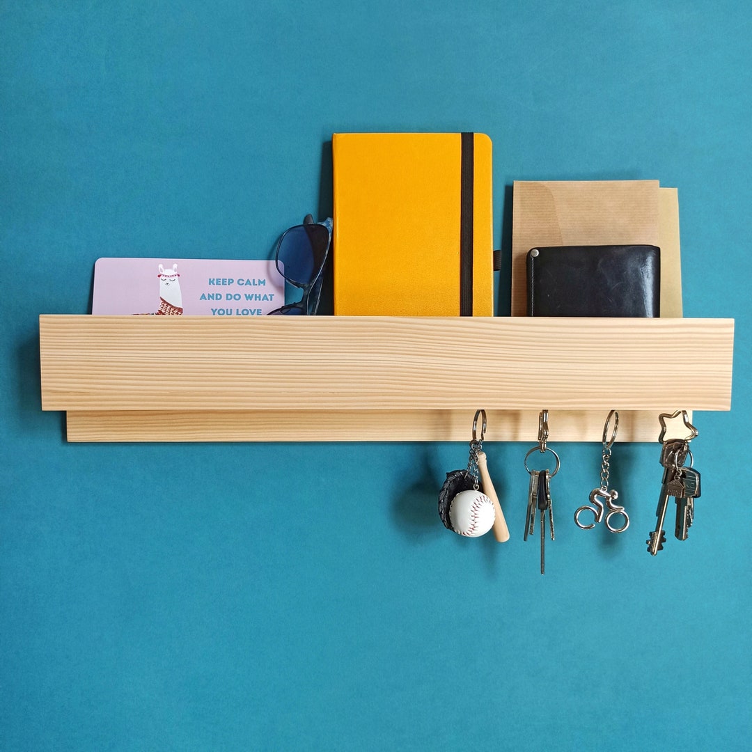 Modern Wooden Wall Organizer for Keys Mail and Coats Shelf Etsy