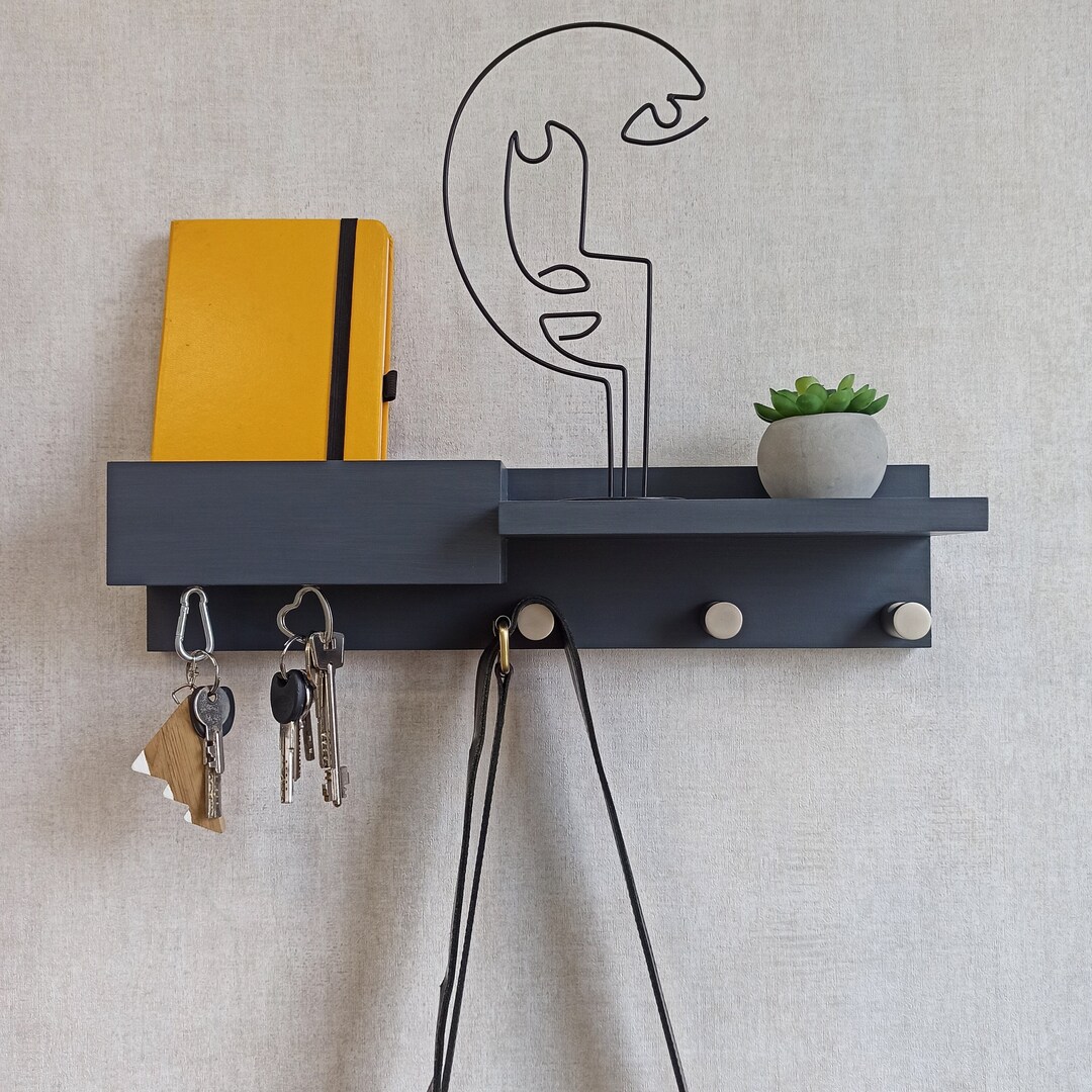 Entryway Coat and Key Rack Housewarming Gift Entryway Shelf Etsy