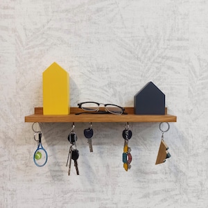 Scandinavian shelf with  Magnets for  Keys – Handcrafted Wooden Shelf for Entryways