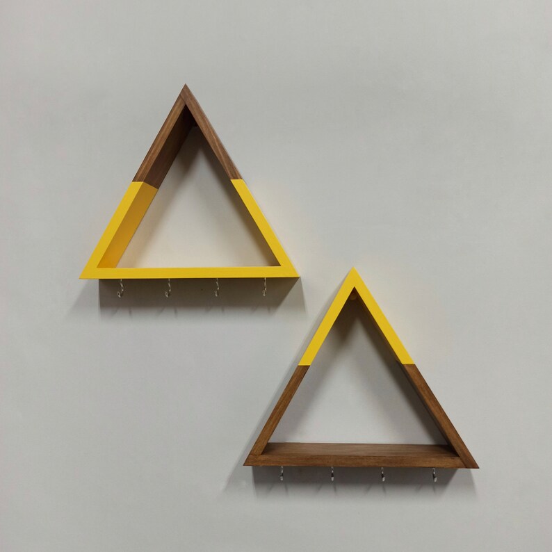 Triangle Small Shelf With Hooks Underneath Etsy